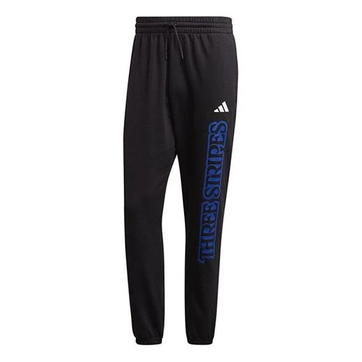 adidas 3-Stripes Graphic logo Printing Casual Bundle Feet Sports Pants Black FR6603