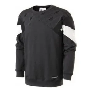 adidas originals Patchwork Print Round Neck Pullover Gray CW5164