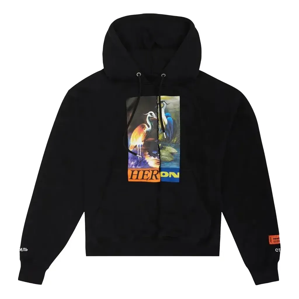 HERON PRESTON FW21 Split Herons Hoodie 'Black' HMBB021F21JER0011022