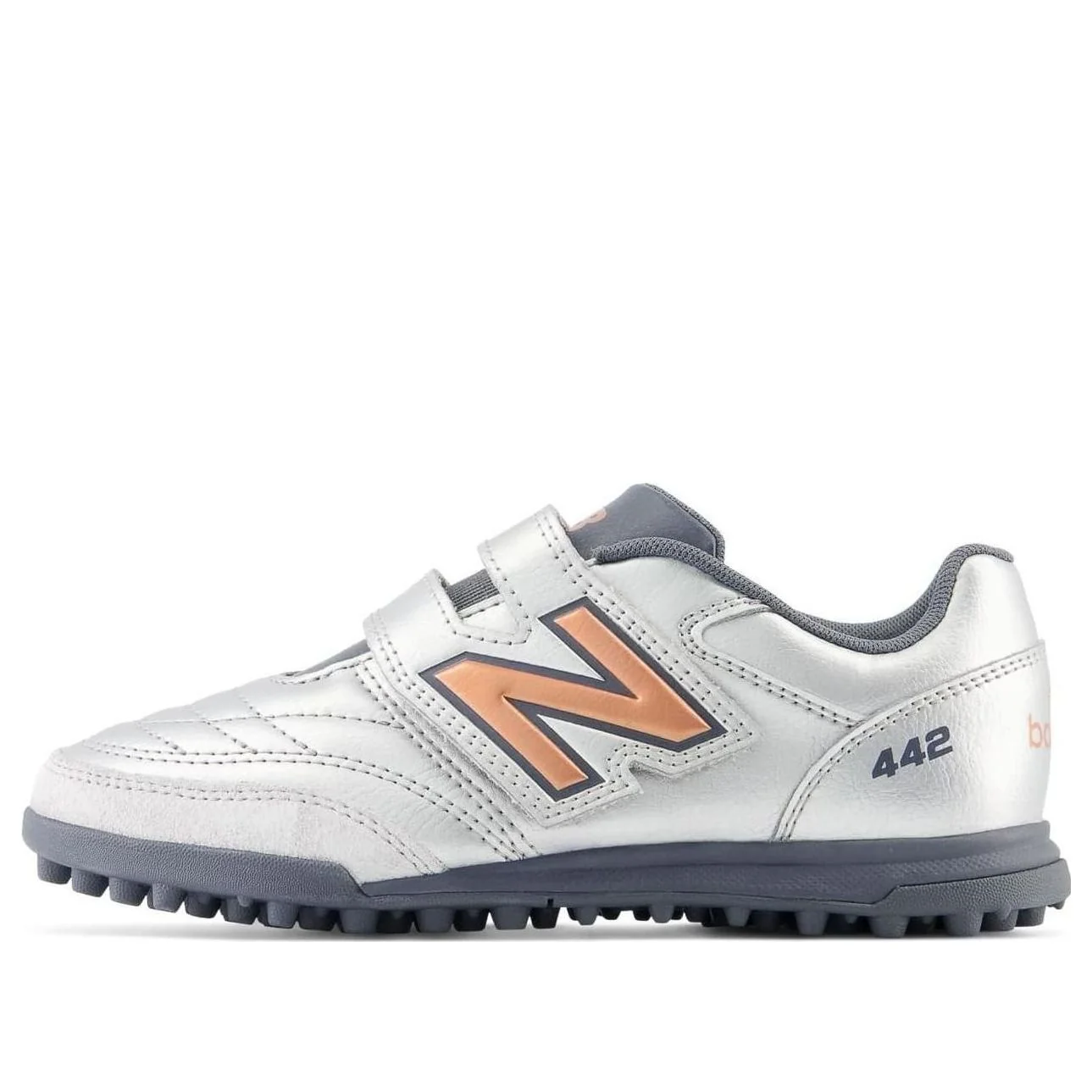 (GS) New Balance 442 v2 V TF Turf Shoes 'Silver Grey Orange' JS4VTSV2