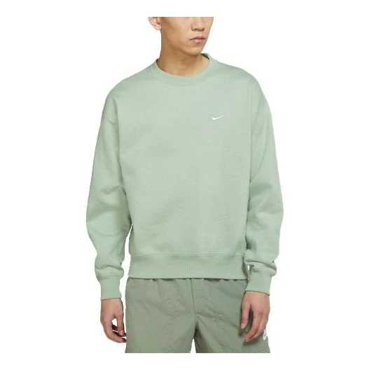 Men's Nike Lab Fleece Crew Solid Color Plush Stay Warm Sports Round Neck Pullover Light Green DA0318-006