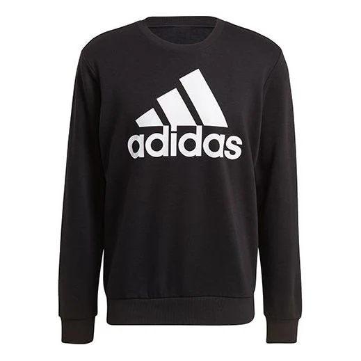 adidas M Bl Ft Swt Logo Printing Sports Round Neck Pullover Black GK9076