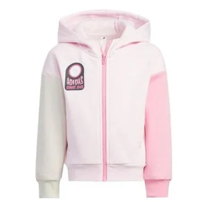 (PS) adidas Fleece Hooded Jacket 'Pink White' HM9653