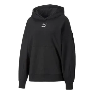 (WMNS) PUMA Classic Oversized Hoodie TR 'Black White' 673576-01