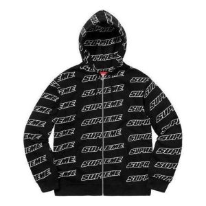 Supreme Repeat Zip Up Hooded Sweatshirt 'Black White' SUP-SS21-890