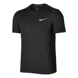 Men's Nike Solid Color Sports Round Neck Pullover Short Sleeve Black Brown T-Shirt 834241-014