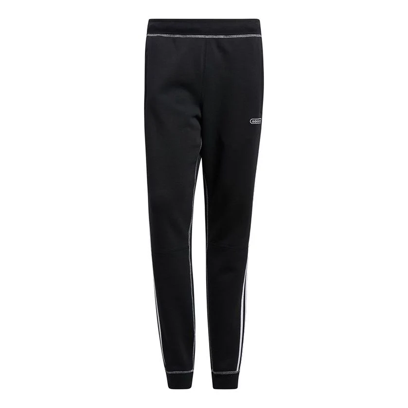 adidas originals Cntrst Stitch S Contrasting Colors Fleece Lined Stay Warm Bundle Feet Sports Pants Black GN3888