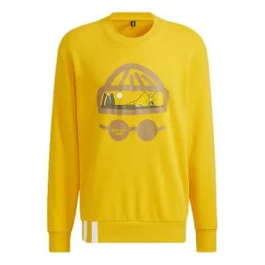 Men's adidas neo Funny Printing Round Neck Sports Pullover Yellow HG6594