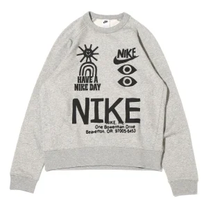 Men's Nike Logo Round Neck Printing Long Sleeves Pullover Gray DQ4170-063