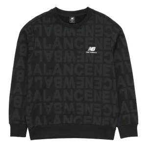 New Balance Logo Full Print Sports Round Neck Pullover Black AMT14333-BK