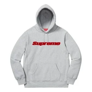 Supreme Chenille Hooded Sweatshirt 'Grey Red' SUP-SS19-022