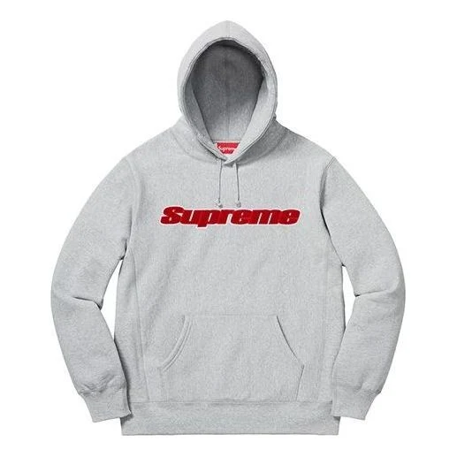 Supreme Chenille Hooded Sweatshirt 'Grey Red' SUP-SS19-022