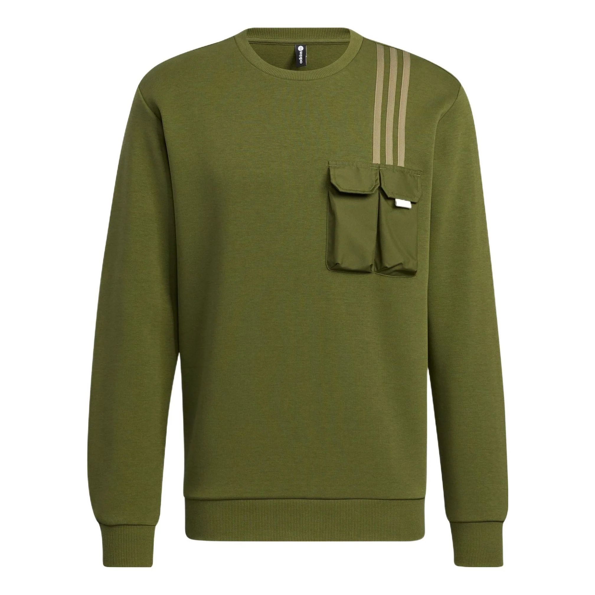 Men's adidas neo Classic Chest Sports Long Sleeves Olive Green HM2018