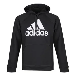 adidas Men's Logo Knitted Sports Hooded Fleece Black CV6801
