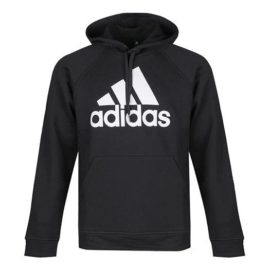 adidas Men's Logo Knitted Sports Hooded Fleece Black CV6801