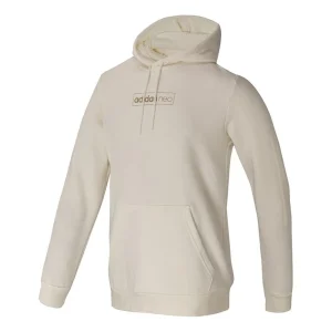 Men's adidas neo Fav Dec Hdy Logo Printing Sports Fleece Lined Jade White GV3528