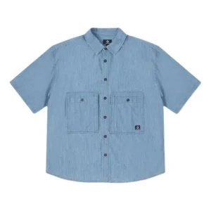 Converse Denim Wordmark Utility Shirt Asia Sizing 'LT Retro Blue' 10027158-A01