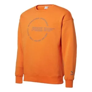 PUMA Alphabet Logo Printing Fleece Lined Round Neck Orange 597200-17