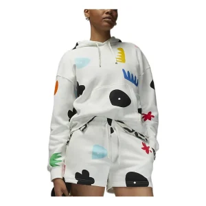 (WMNS) Air Jordan Artist Series by Mia Lee Fleece Hoodie 'White' DQ4606-133
