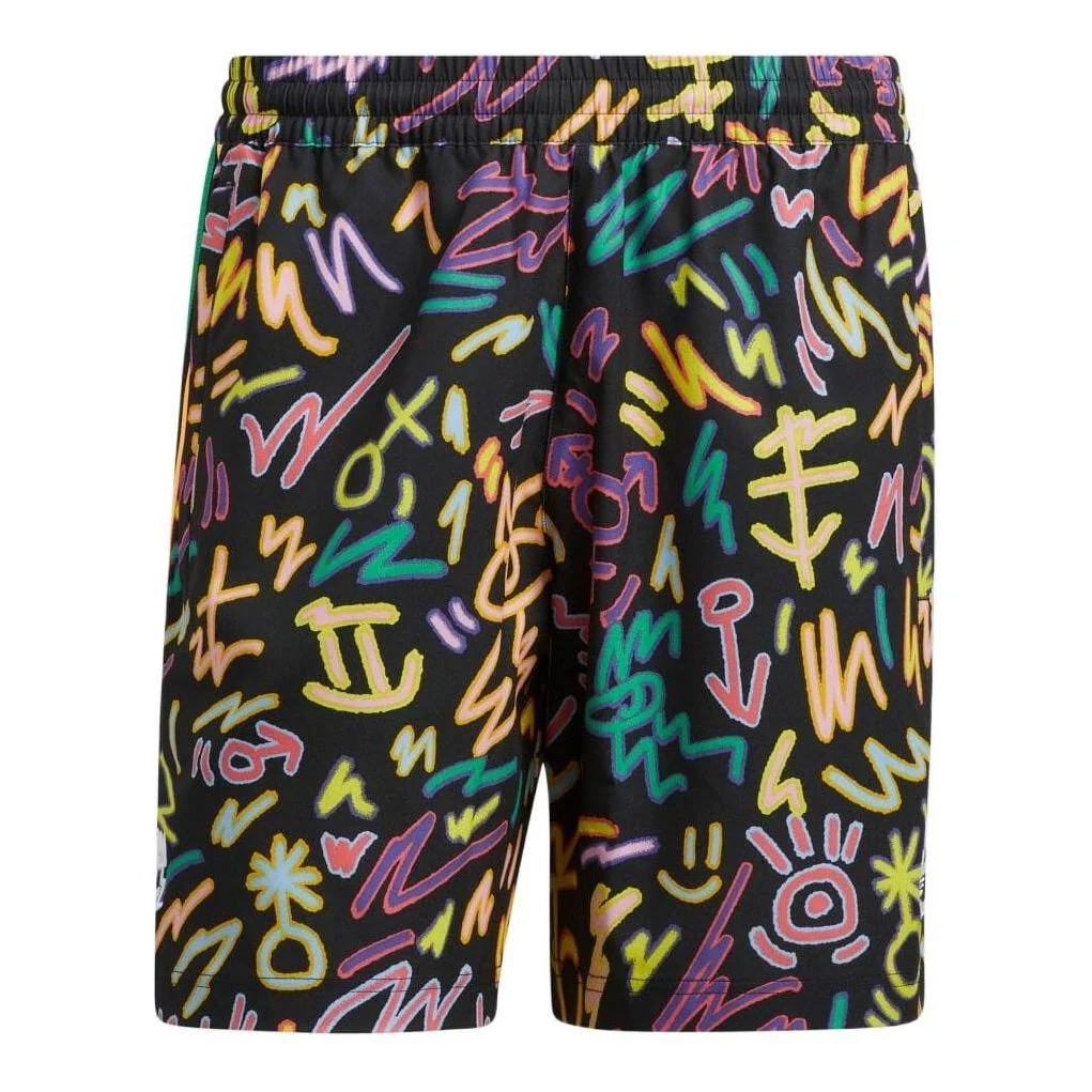 Men's adidas Graffiti Full Print Sports Shorts Black HC3087