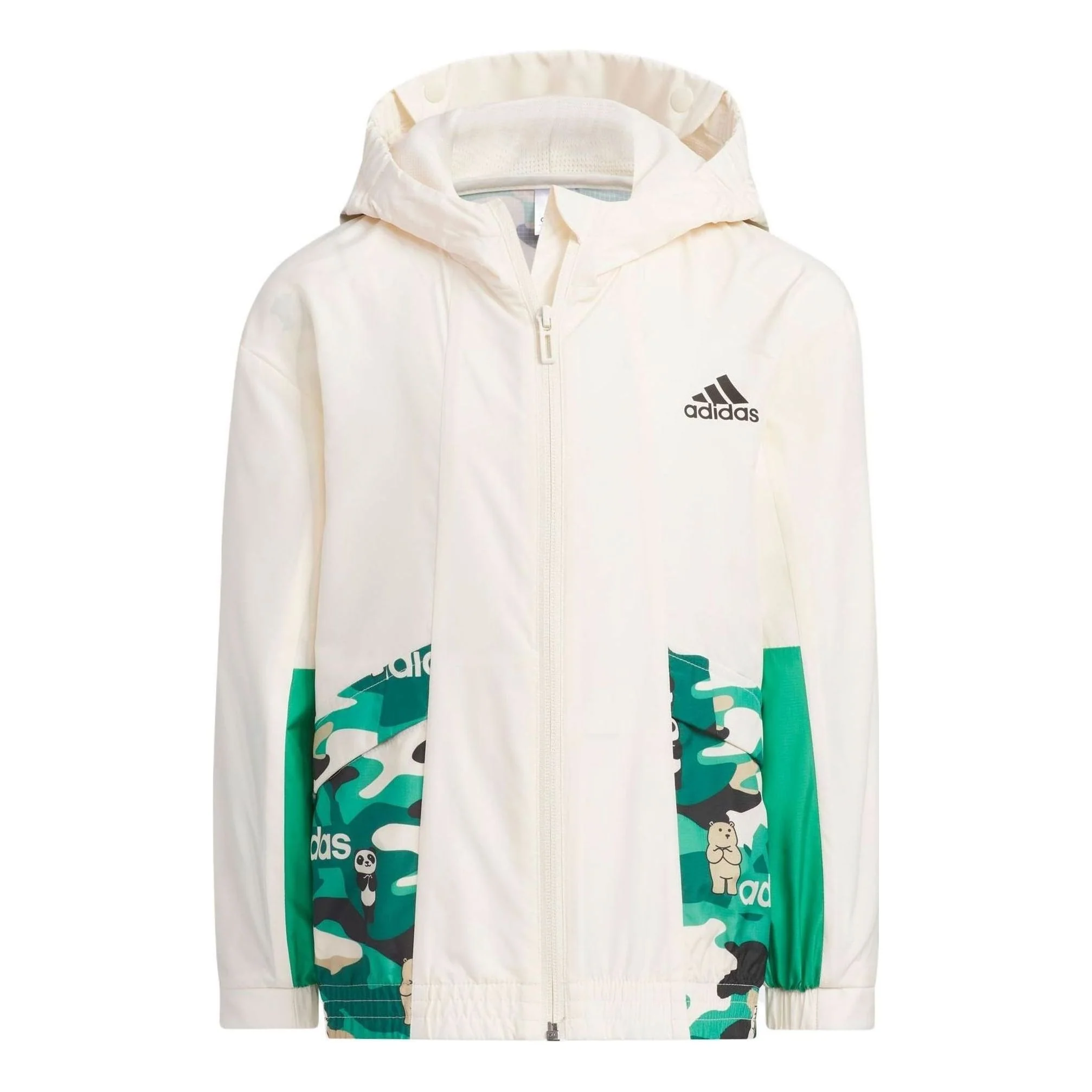 (PS) adidas Lightweight Woven Jacket Asia Sizing 'White Green' IN7717