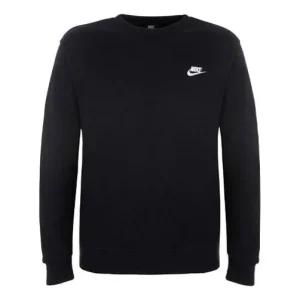 Men's Nike Sportswear Club Crew FT Casual Sports Round Neck Pullover Long Sleeves Black BV2666-010