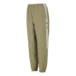 Men's adidas originals Lock Up Tp Stripe Logo Woven Bundle Feet Sports Pants/Trousers/Joggers Autumn Green H41386