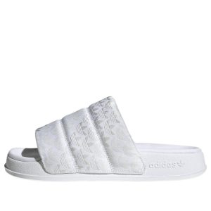 (WMNS) adidas Adilette Essential Slides 'Trefoil Monogram - White' HQ6070