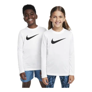 (GS) Nike Legend Dri-FIT Long-Sleeve T-Shirt 'White Black' FZ5192-100