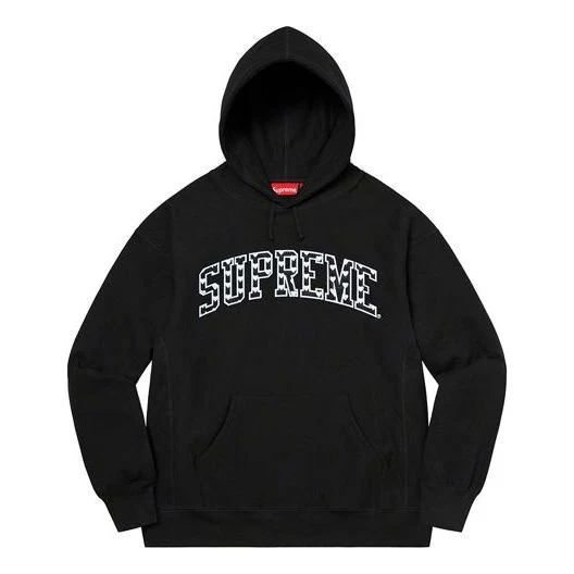 Supreme Hearts Arc Hooded Sweatshirt 'Black White' SUP-SS21-567