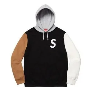 Supreme S Logo Colorblocked Hooded Sweatshirt 'Black Brown White' SUP-SS19-308