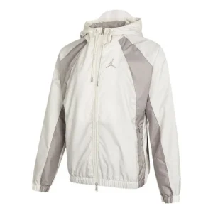 Men's Air Jordan SS22 Woven Sports Hooded Jacket Autumn Gray White DJ9829-104