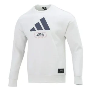 Men's adidas St Crewgfx Swt Long Sleeves Round Neck Pullover Gray White HE7465