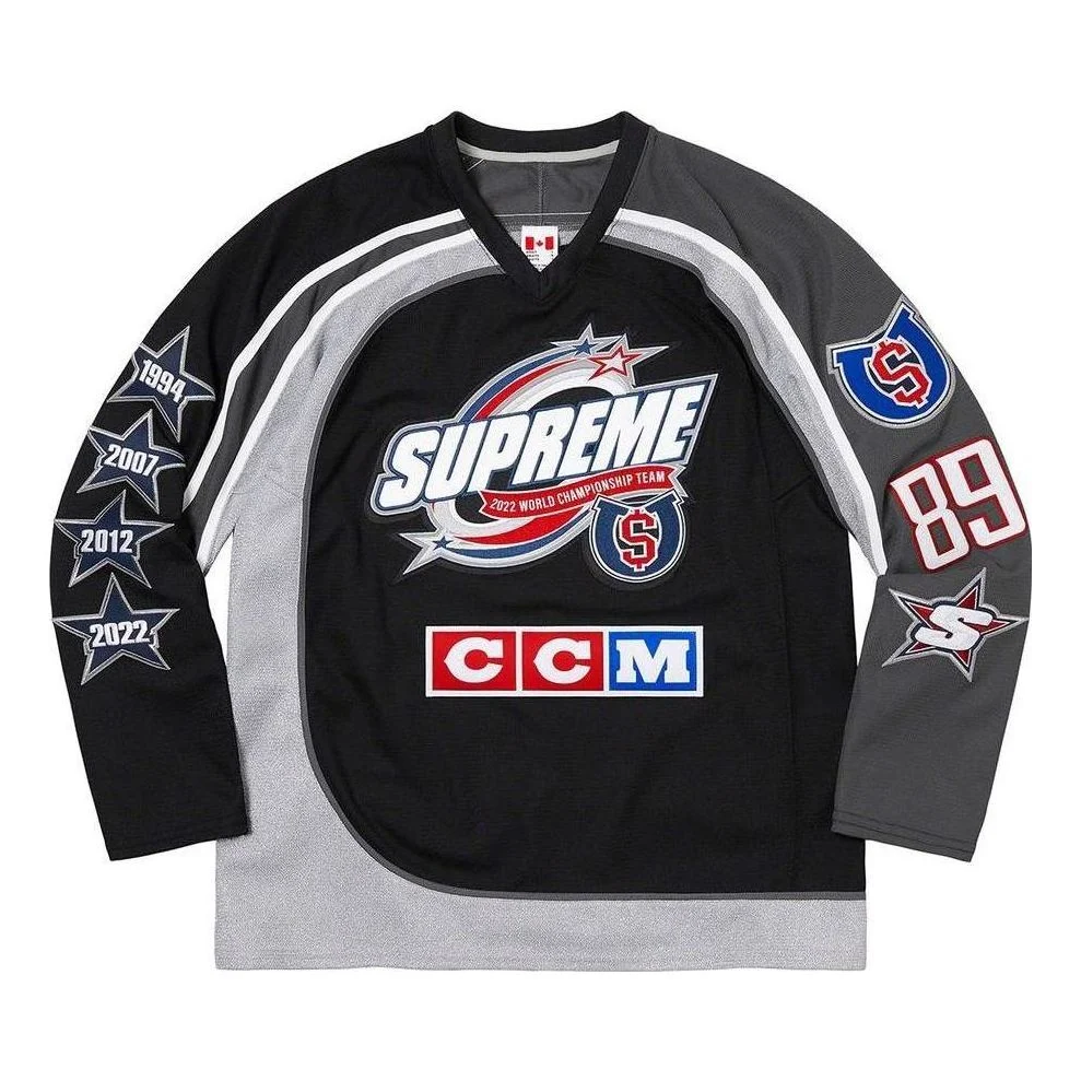 Supreme x CCM All Stars Hockey Jersey 'Black Grey Red' SUP-FW22-763