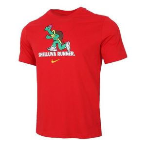 Nike Dri-FIT Tortoise Printing Quick Dry Sports Round Neck Short Sleeve Large Red CZ9830-657