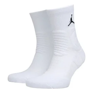 Air Jordan Ultimate Flight 2.0 Flying Man Logo Basketball Training Mid Tops Socks One Pair White SX5855-101