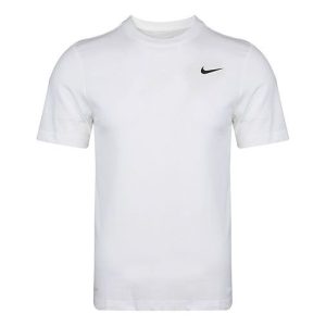 Nike Dri-FIT Crew Solid Round Neck Training Short Sleeve White AR6030-100