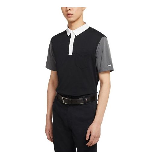 Nike DRI-FIT Player Contrasting Colors Golf Sports Short Sleeve Polo Shirt Black CV3495-010