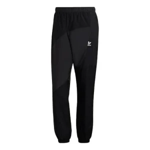 Men's adidas originals Casual Solid Color Splicing Sports Pants/Trousers/Joggers Black HE2953