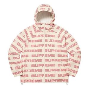 Supreme Logo Ripstop Hooded Track Jacket 'White Pink' SUP-FW21-106