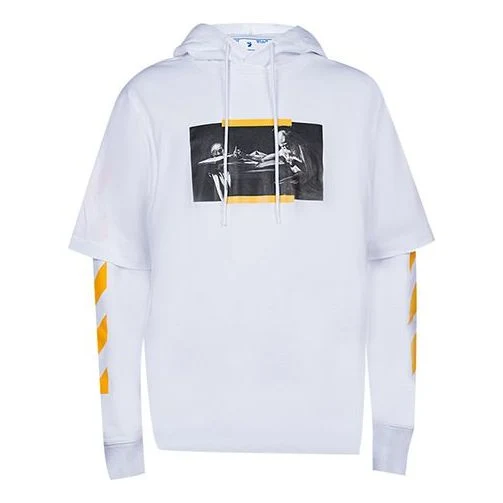 Men's Off-White FW21 Caravaggio Painting Printing Pullover Loose Fit White OMBB087F21FLE0060184