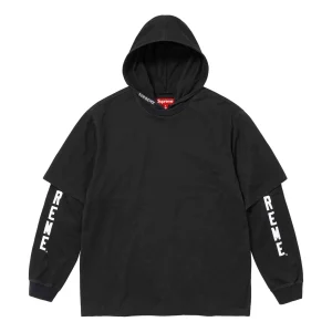 Supreme Layered Hooded L/S Top 'Black White' SUP-SS24-088
