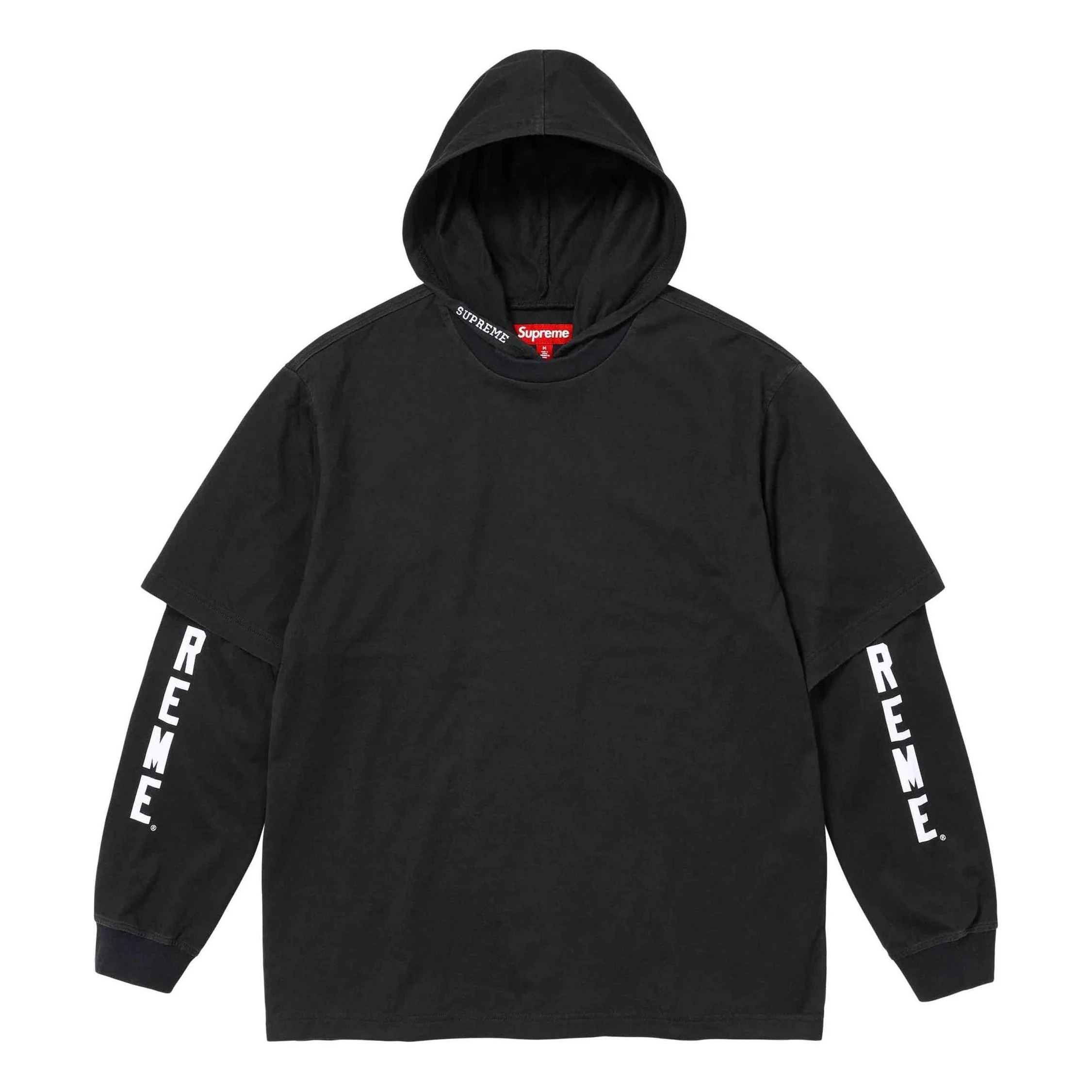 Supreme Layered Hooded L/S Top 'Black White' SUP-SS24-088