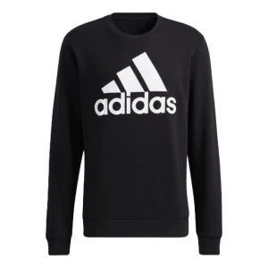 Men's adidas Bl Fl Swt Large Logo Printing Sports Pullover Black GK9074