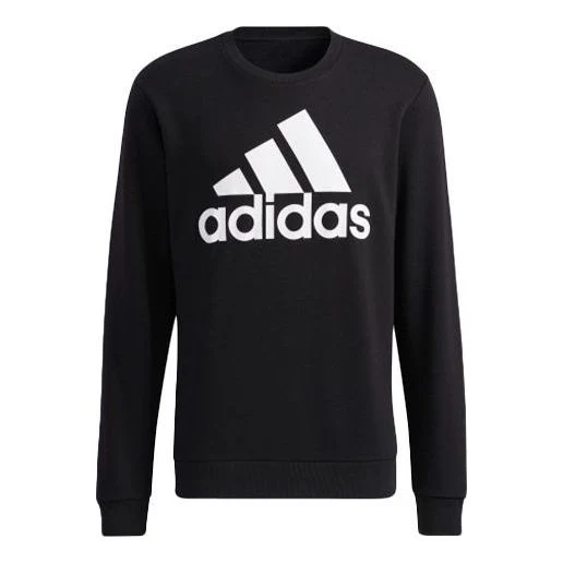 Men's adidas Bl Fl Swt Large Logo Printing Sports Pullover Black GK9074