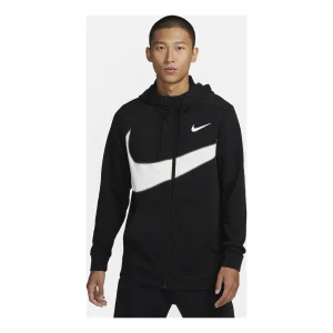 Nike Dri-FIT Fleece Full-Zip Fitness Hoodie 'Black White' FB8576-010