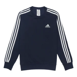adidas Casual Sports Round Neck Stripe Pullover Dark Blue GK9079