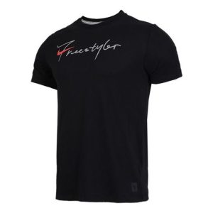 Nike Back Large logo Printing Freestyle Sports Short Sleeve Black CK1186-010