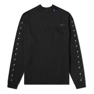 Off-White Cotton High Collar Long Sleeves Black OMAB031E191850011091