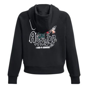 (WMNS) Under Armour Heavyweight Terry Rose Hoodie 'Black' 1379834-001
